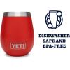 YETI Rambler 10 oz Wine Tumbler, Vacuum Insulated, Stainless Steel with MagSlider Lid, Navy(Canyon Red)