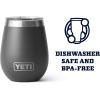 YETI Rambler 10 oz Wine Tumbler, Vacuum Insulated, Stainless Steel with MagSlider Lid, Navy(Charcoal)