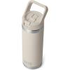 YETI Rambler 18 oz Bottle, Vacuum Insulated, Stainless Steel with Straw Cap, Moon Dust(Cape Taupe)