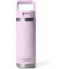 YETI Rambler 18 oz Bottle, Vacuum Insulated, Stainless Steel with Straw Cap, Moon Dust(Cherry Blossom – Textured)