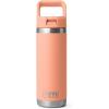 YETI Rambler 18 oz Bottle, Vacuum Insulated, Stainless Steel with Straw Cap, Moon Dust(Lowcountry Peach)