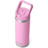 YETI Rambler 18 oz Bottle, Vacuum Insulated, Stainless Steel with Straw Cap, Moon Dust(Power Pink)