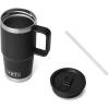 YETI Rambler 20 oz Travel Mug with Flip Straw Lid – Stainless Steel, Vacuum Insulated, Leakproof, Cup Holder Friendly(Black)