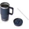 YETI Rambler 20 oz Travel Mug with Flip Straw Lid – Stainless Steel, Vacuum Insulated, Leakproof, Cup Holder Friendly(Navy)