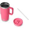 YETI Rambler 20 oz Travel Mug with Flip Straw Lid – Stainless Steel, Vacuum Insulated, Leakproof, Cup Holder Friendly(Tropical Pink)