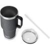 YETI Rambler 25 oz Tumbler with Handle and Straw Lid, Travel Mug Water Tumbler, Vacuum Insulated Cup with Handle, Stainless Steel, Rescue Red(Black Stone-Textured)