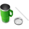 YETI Rambler 25 oz Tumbler with Handle and Straw Lid, Travel Mug Water Tumbler, Vacuum Insulated Cup with Handle, Stainless Steel, Rescue Red(Canopy Green)