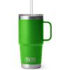 YETI Rambler 25 oz Tumbler with Handle and Straw Lid, Travel Mug Water Tumbler, Vacuum Insulated Cup with Handle, Stainless Steel, Rescue Red(Canopy Green)