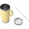 YETI Rambler 25 oz Tumbler with Handle and Straw Lid, Travel Mug Water Tumbler, Vacuum Insulated Cup with Handle, Stainless Steel, Rescue Red(Daybreak Yellow)