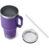 YETI Rambler 25 oz Tumbler with Handle and Straw Lid, Travel Mug Water Tumbler, Vacuum Insulated Cup with Handle, Stainless Steel, Rescue Red(Peak Purple)