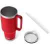 YETI Rambler 25 oz Tumbler with Handle and Straw Lid, Travel Mug Water Tumbler, Vacuum Insulated Cup with Handle, Stainless Steel, Rescue Red(Red)