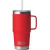 YETI Rambler 25 oz Tumbler with Handle and Straw Lid, Travel Mug Water Tumbler, Vacuum Insulated Cup with Handle, Stainless Steel, Rescue Red(Rescue Red)