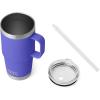 YETI Rambler 25 oz Tumbler with Handle and Straw Lid, Travel Mug Water Tumbler, Vacuum Insulated Cup with Handle, Stainless Steel, Rescue Red(Ultramarine Violet)