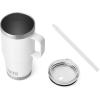 YETI Rambler 25 oz Tumbler with Handle and Straw Lid, Travel Mug Water Tumbler, Vacuum Insulated Cup with Handle, Stainless Steel, Rescue Red(White)