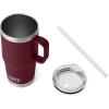 YETI Rambler 25 oz Tumbler with Handle and Straw Lid, Travel Mug Water Tumbler, Vacuum Insulated Cup with Handle, Stainless Steel, Rescue Red(Wild Vine Red)