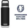 YETI Rambler 26 oz Bottle, Vacuum Insulated, Leakproof, Stainless Steel with Chug Cap(Black)