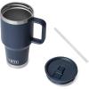 YETI Rambler 30 oz Travel Mug with Flip Straw Lid – Stainless Steel, Vacuum Insulated, Leakproof, Cup Holder Friendly(Navy)