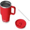 YETI Rambler 30 oz Travel Mug with Flip Straw Lid – Stainless Steel, Vacuum Insulated, Leakproof, Cup Holder Friendly(Rescue Red)