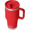 YETI Rambler 30 oz Travel Mug with Flip Straw Lid – Stainless Steel, Vacuum Insulated, Leakproof, Cup Holder Friendly(Rescue Red)