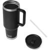 YETI Rambler 40 oz Travel Mug with Flip Straw Lid – Stainless Steel, Vacuum Insulated, Leakproof, Cup Holder Friendly(Black)