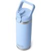YETI Rambler 18 oz Bottle, Vacuum Insulated, Stainless Steel with Straw Cap, Moon Dust(Big Sky Blue)