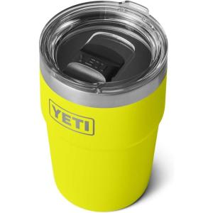YETI Rambler 16 oz Stackable Tumbler, Vacuum Insulated, Stainless Steel with MagSlider Lid(Firefly Yellow)