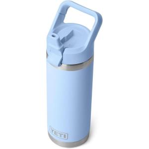 YETI Rambler 18 oz Bottle, Vacuum Insulated, Stainless Steel with Straw Cap, Moon Dust(Big Sky Blue)