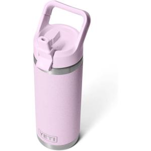 YETI Rambler 18 oz Bottle, Vacuum Insulated, Stainless Steel with Straw Cap, Moon Dust(Cherry Blossom – Textured)