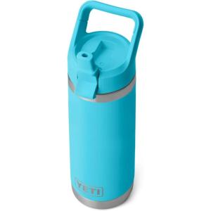 YETI Rambler 18 oz Bottle, Vacuum Insulated, Stainless Steel with Straw Cap, Moon Dust(Reef Blue)