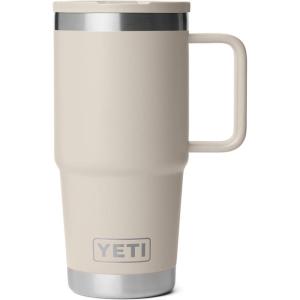 YETI Rambler 20 oz Travel Mug with Flip Straw Lid – Stainless Steel, Vacuum Insulated, Leakproof, Cup Holder Friendly(Cape Taupe)