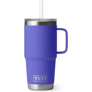 YETI Rambler 25 oz Tumbler with Handle and Straw Lid, Travel Mug Water Tumbler, Vacuum Insulated Cup with Handle, Stainless Steel, Rescue Red(Ultramarine Violet)
