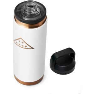YETI Rambler 26 oz Bottle, Vacuum Insulated, Leakproof, Stainless Steel with Chug Cap(Folds of Honor – White)
