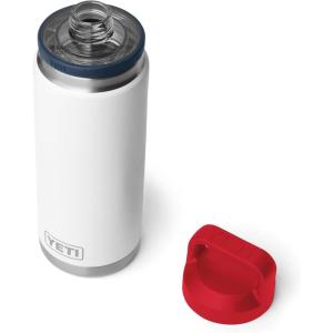 YETI Rambler 26 oz Bottle, Vacuum Insulated, Leakproof, Stainless Steel with Chug Cap(White/Navy/Rescue Red)