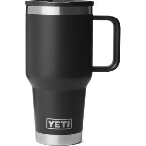 YETI Rambler 30 oz Travel Mug with Flip Straw Lid – Stainless Steel, Vacuum Insulated, Leakproof, Cup Holder Friendly(Black)
