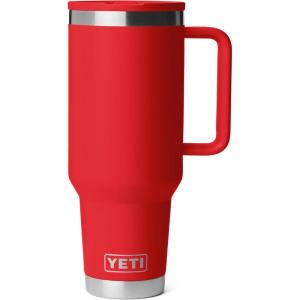 YETI Rambler 40 oz Travel Mug with Flip Straw Lid – Stainless Steel, Vacuum Insulated, Leakproof, Cup Holder Friendly(Rescue Red)