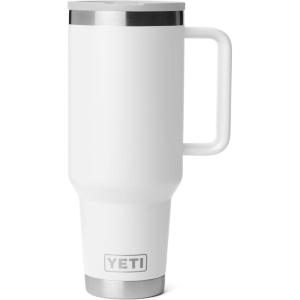 YETI Rambler 40 oz Travel Mug with Flip Straw Lid – Stainless Steel, Vacuum Insulated, Leakproof, Cup Holder Friendly(White)