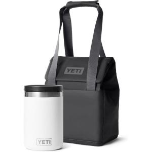 YETI White Rambler 16 oz Food Jar, Vacuum Insulated, Stainless Steel, With Airtight Lid Daytrip 14L Insulated Soft Cooler Tote Bag, Charcoal