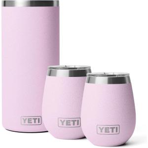 YETI Rambler Wine Chiller, (2) Rambler 10 oz Wine Tumbler, Vacuum Insulated, Stainless Steel with MagSlider Lid, Cherry Blossom